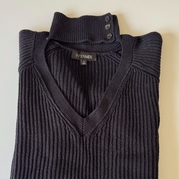 INTERMIX Black Ribbed Knit Sweater - Picture 1 of 9